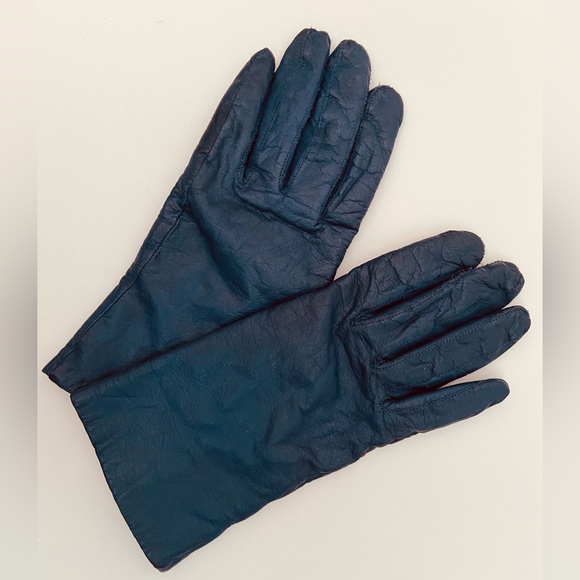 Navy W leather Gloves SZL - Picture 4 of 4